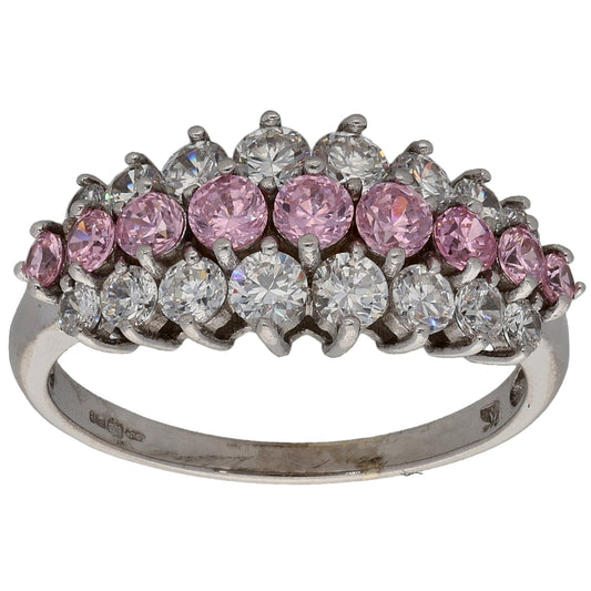 9ct White Gold Cubic Zirconia Dress/Cocktail Ring Size M