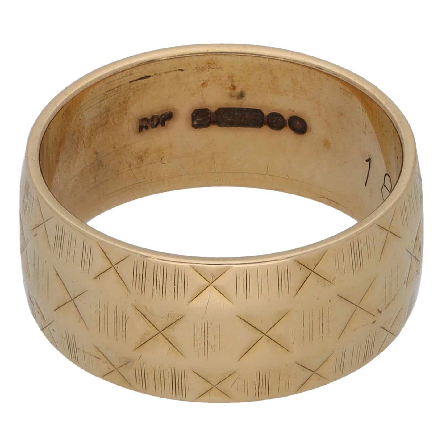 9ct Gold Patterned Wedding Ring Size L