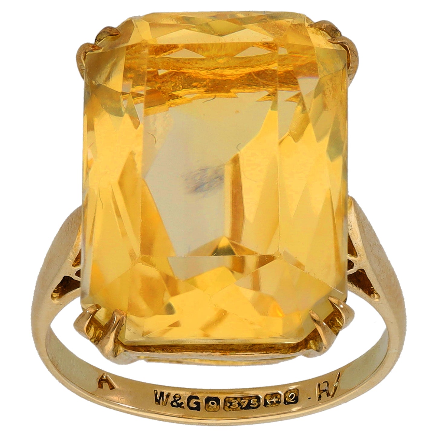 9ct Gold Citrine Single Stone Ring Size M