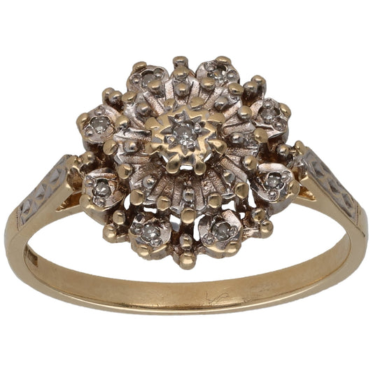 9ct Gold 0.045ct Diamond Cluster Ring Size N