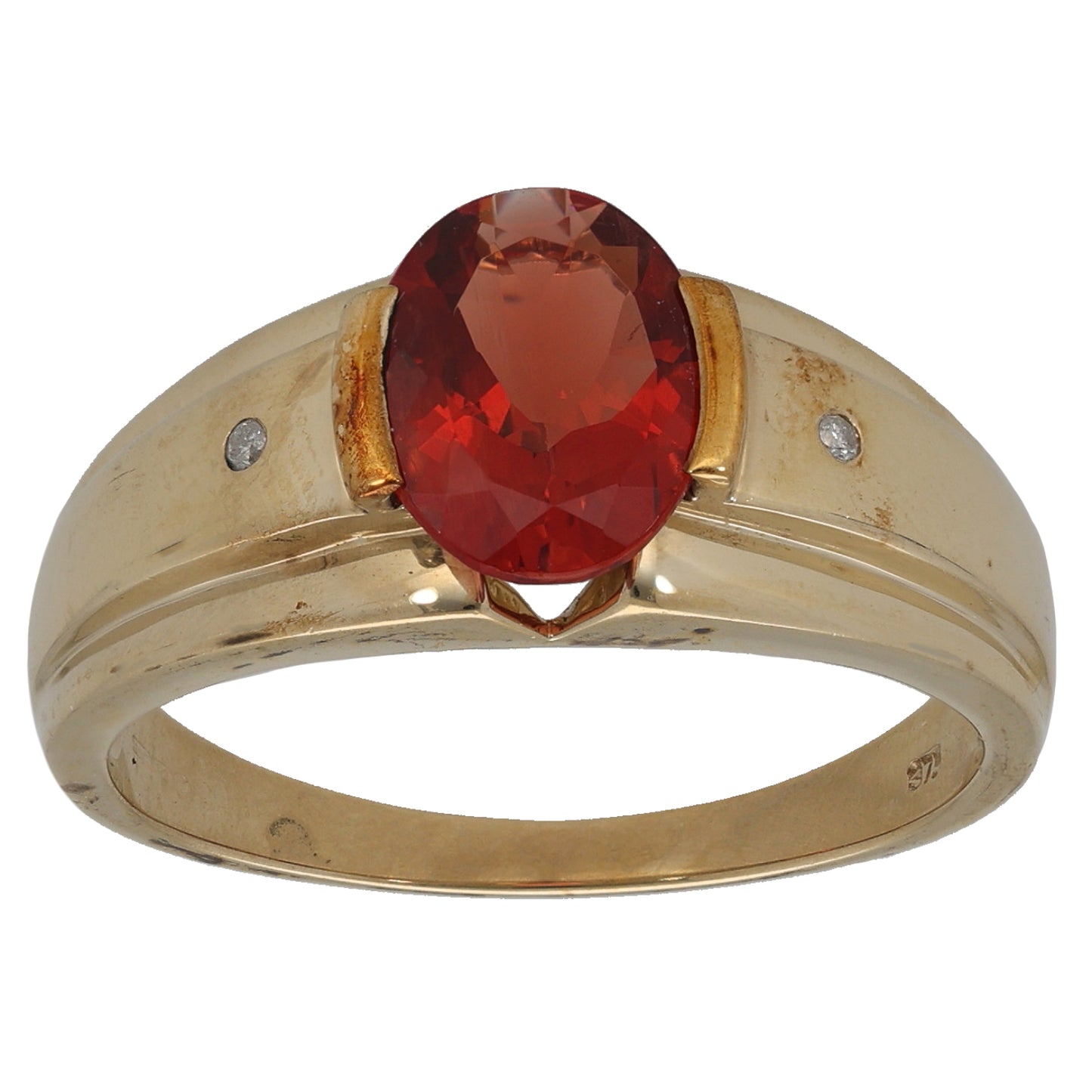 9ct Gold Andesine & 0.01ct Diamond Dress/Cocktail Ring Size U