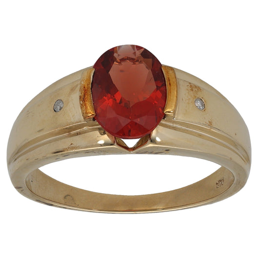9ct Gold Andesine & 0.01ct Diamond Dress/Cocktail Ring Size U
