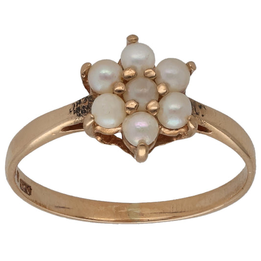 9ct Gold Cultured Pearl Dress/Cocktail Ring Size L