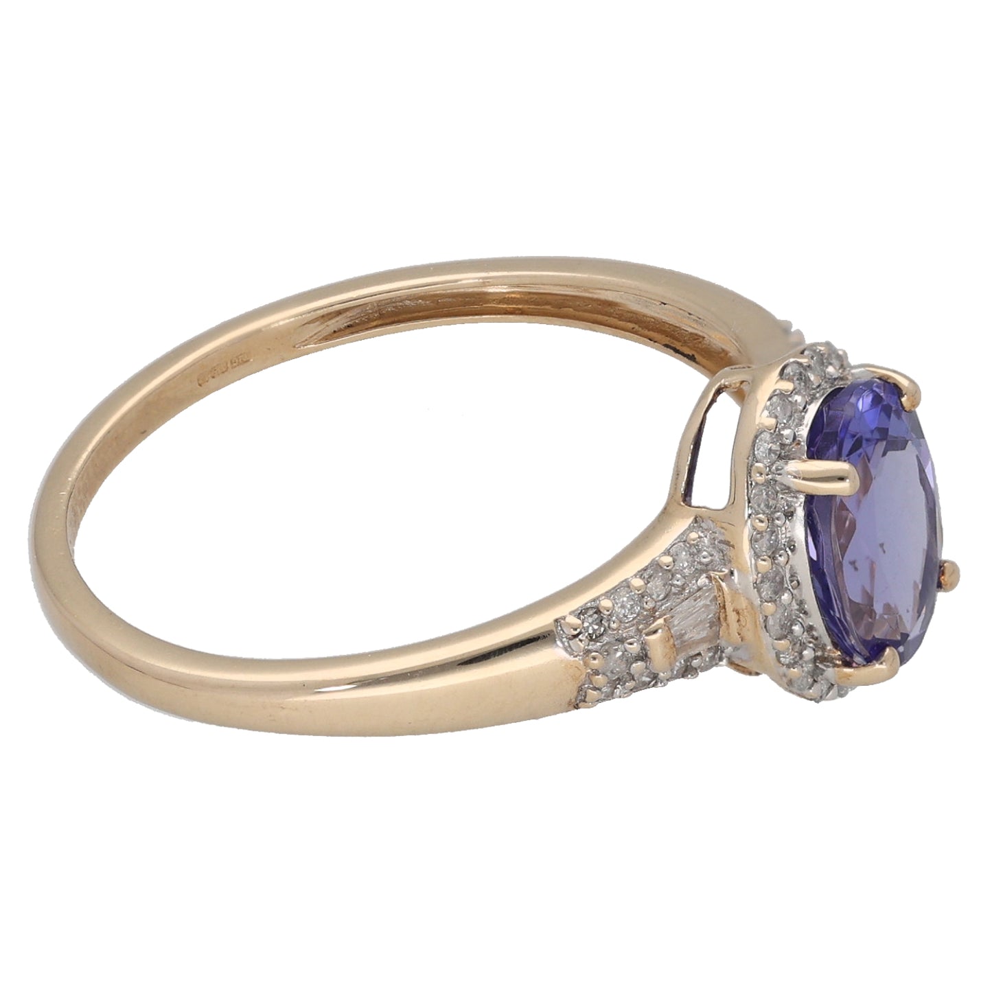 9ct Gold Tanzanite & 0.24ct Diamond Dress/Cocktail Ring Size Q