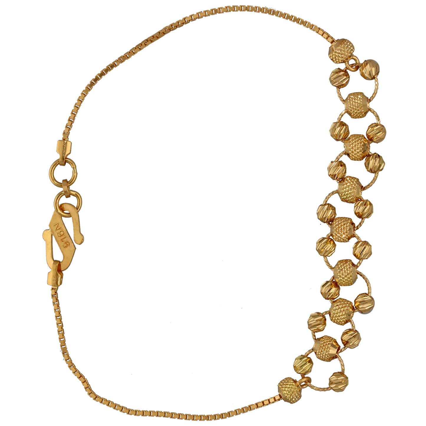 New 22ct Gold Bead & Hoop Fancy Bracelet