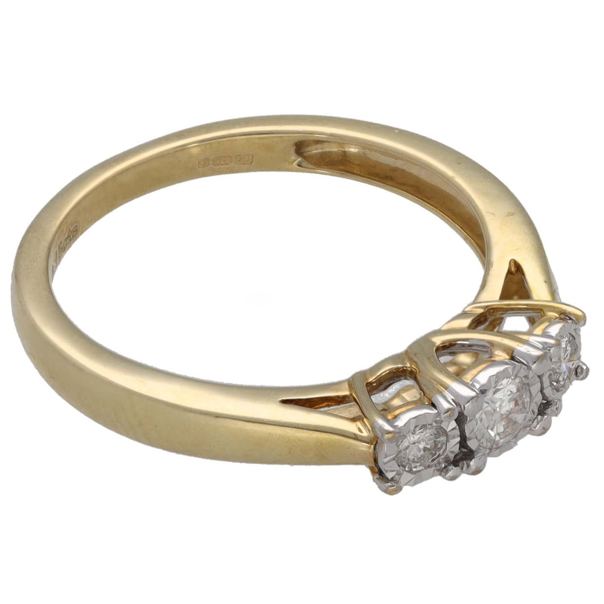 9ct Gold 0.15ct Diamond Trilogy Ring Size M