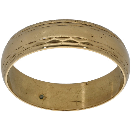18ct Gold Patterned Wedding Ring Size U