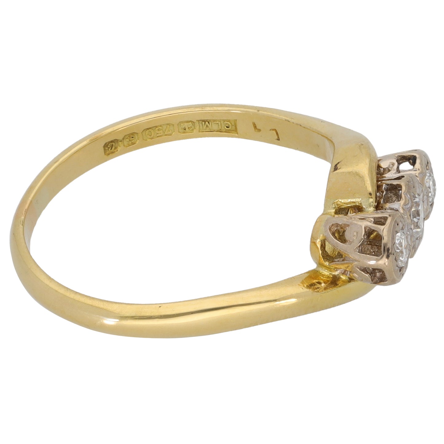 18ct Gold 0.16ct Diamond Trilogy Ring Size N