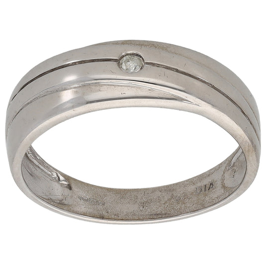 9ct White Gold 0.02ct Diamond Alternative Ring Size V