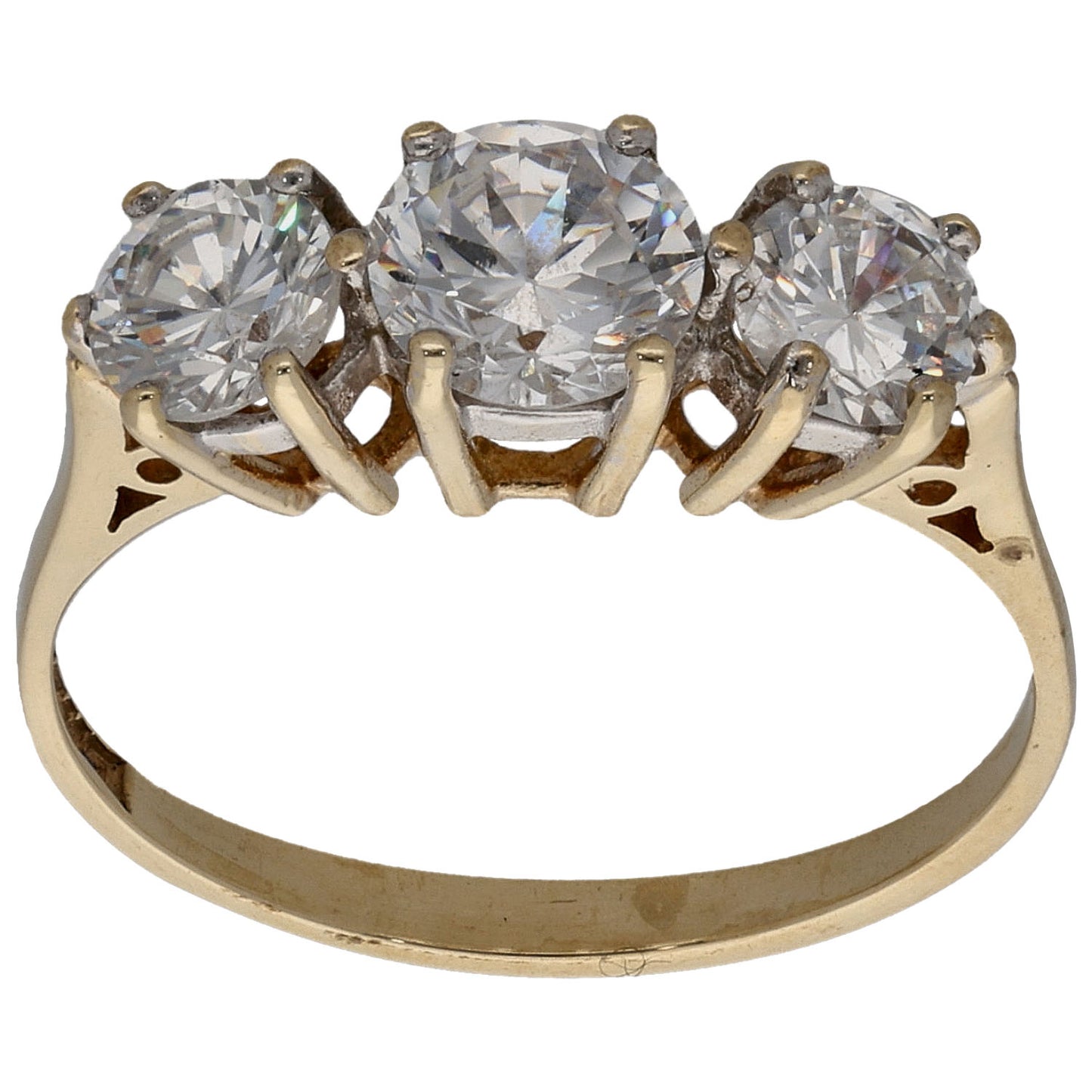 9ct Gold Cubic Zirconia Trilogy Ring Size M