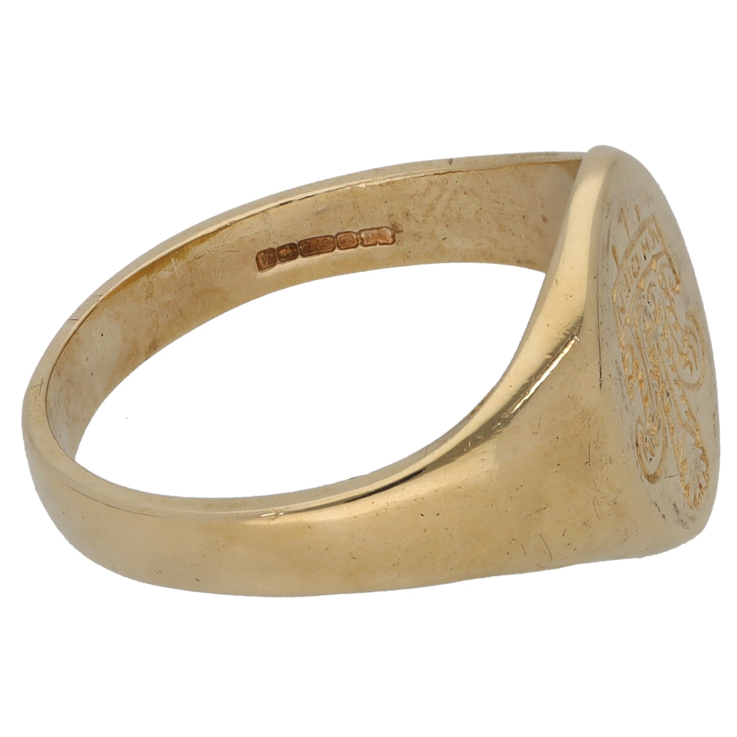 9ct Gold Crest/Emblem Signet Ring Size T