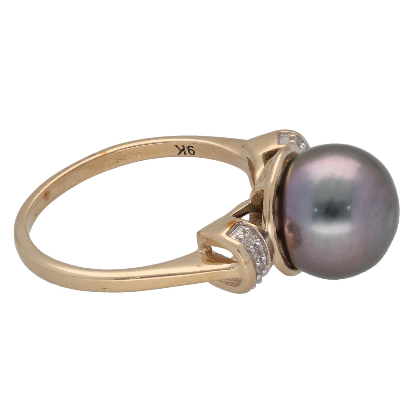 9ct Gold Cultured Pearl & Imitation Dress/Cocktail Ring Size N