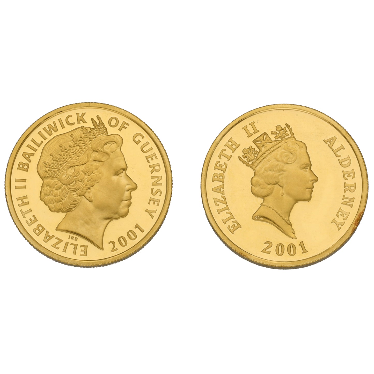 22ct Gold Alderney & Guernsey 75th Birthday Queen Elizabeth II Coin Set 2001