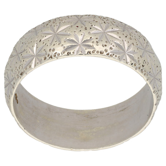 9ct White Gold Patterned Wedding Ring Size T