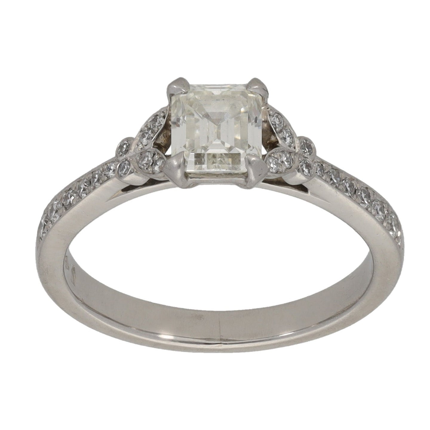 Platinum 0.91ct Diamond Solitaire Ring With Accent Stones Size K
