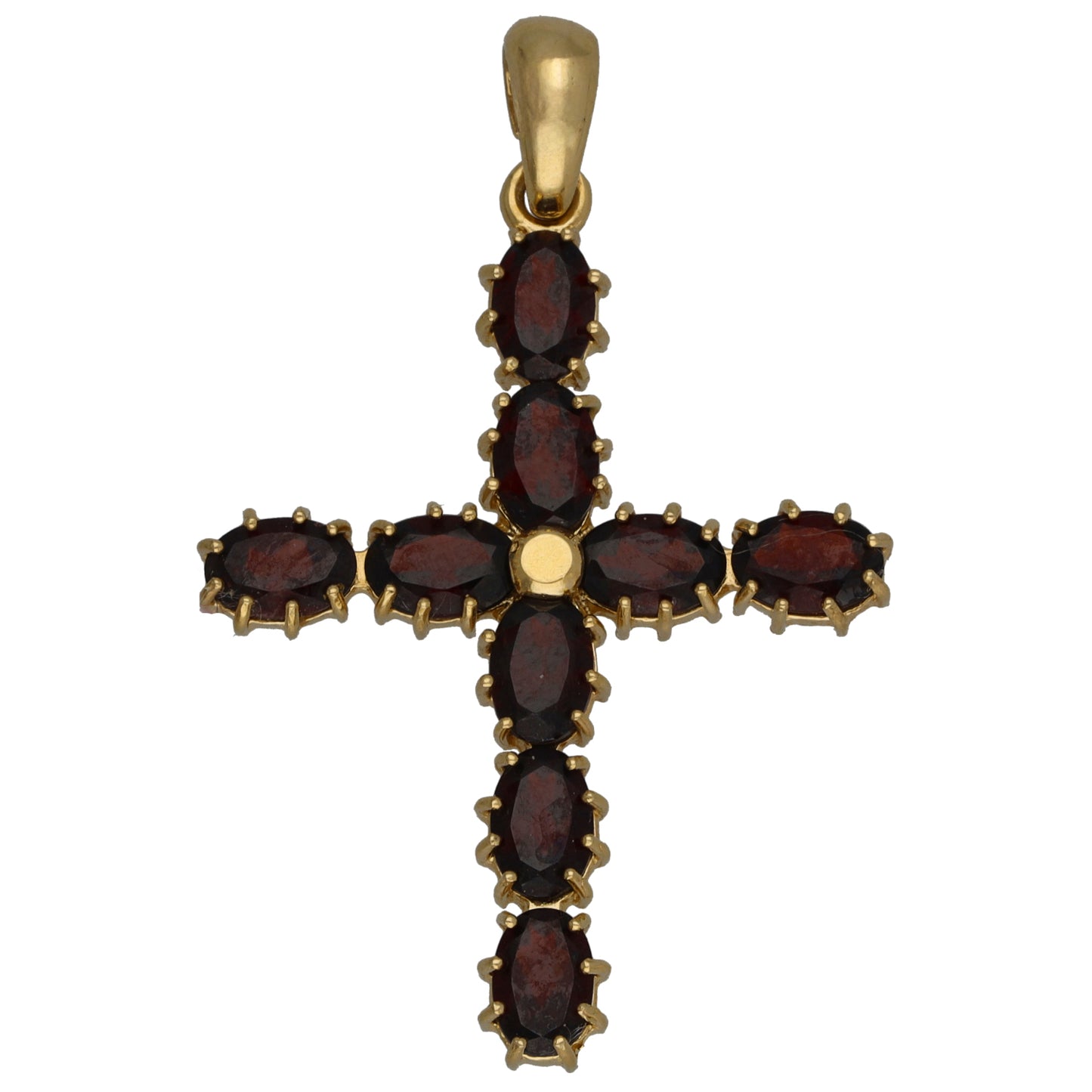 14ct Gold Garnet Cross Pendant