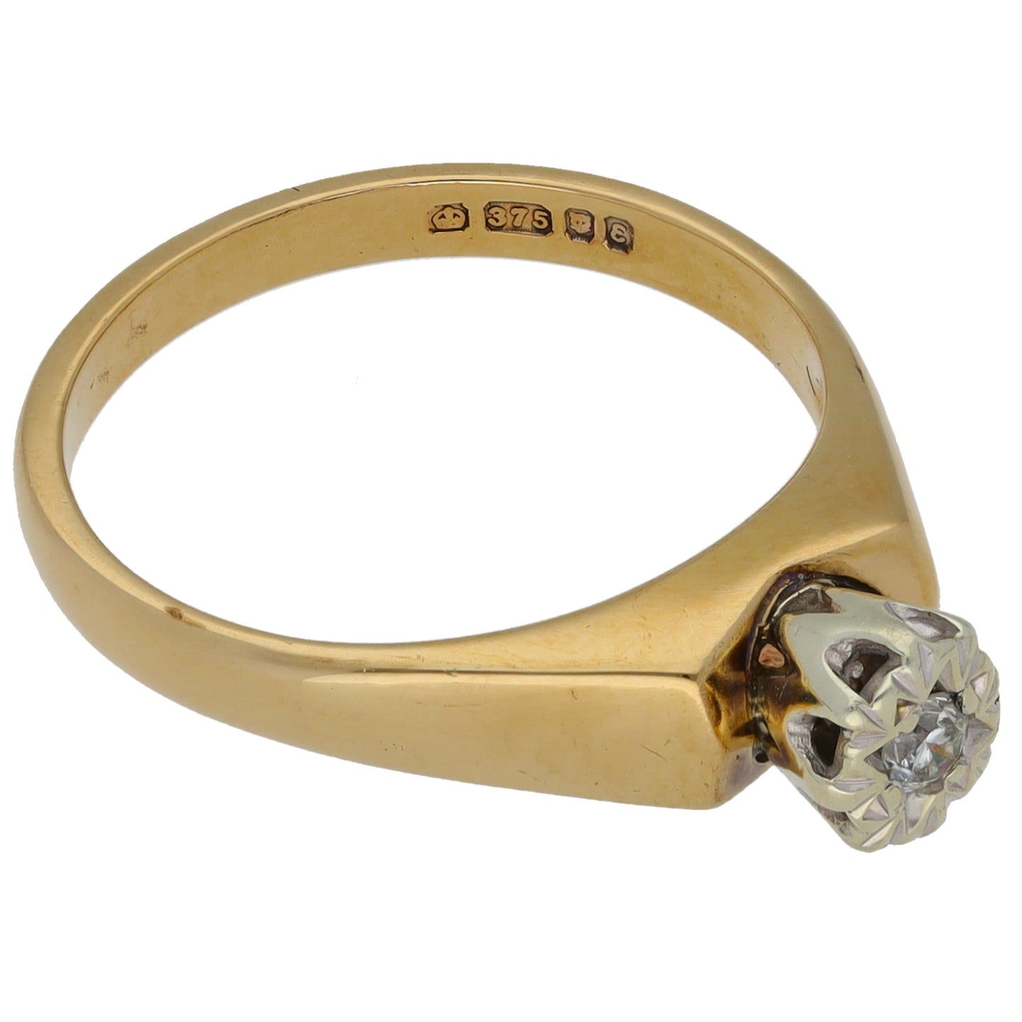 9ct Gold 0.05ct Diamond Solitaire Ring Size M