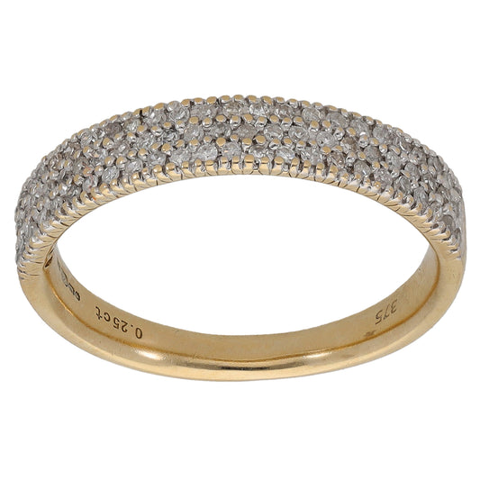 9ct Gold 0.25ct Diamond Half Eternity Ring Size L