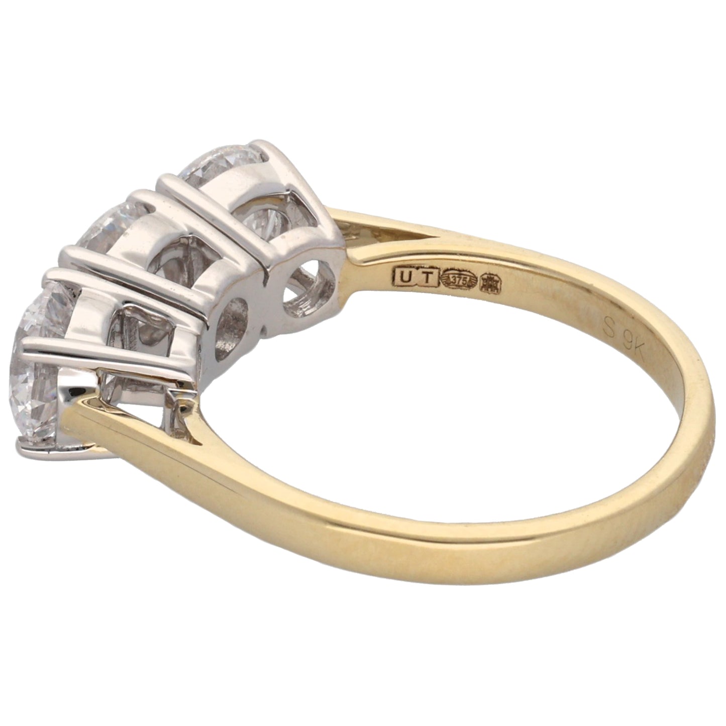 New 9ct Gold 2.00ct Laboratory-Grown Diamond Trilogy Ring Size L
