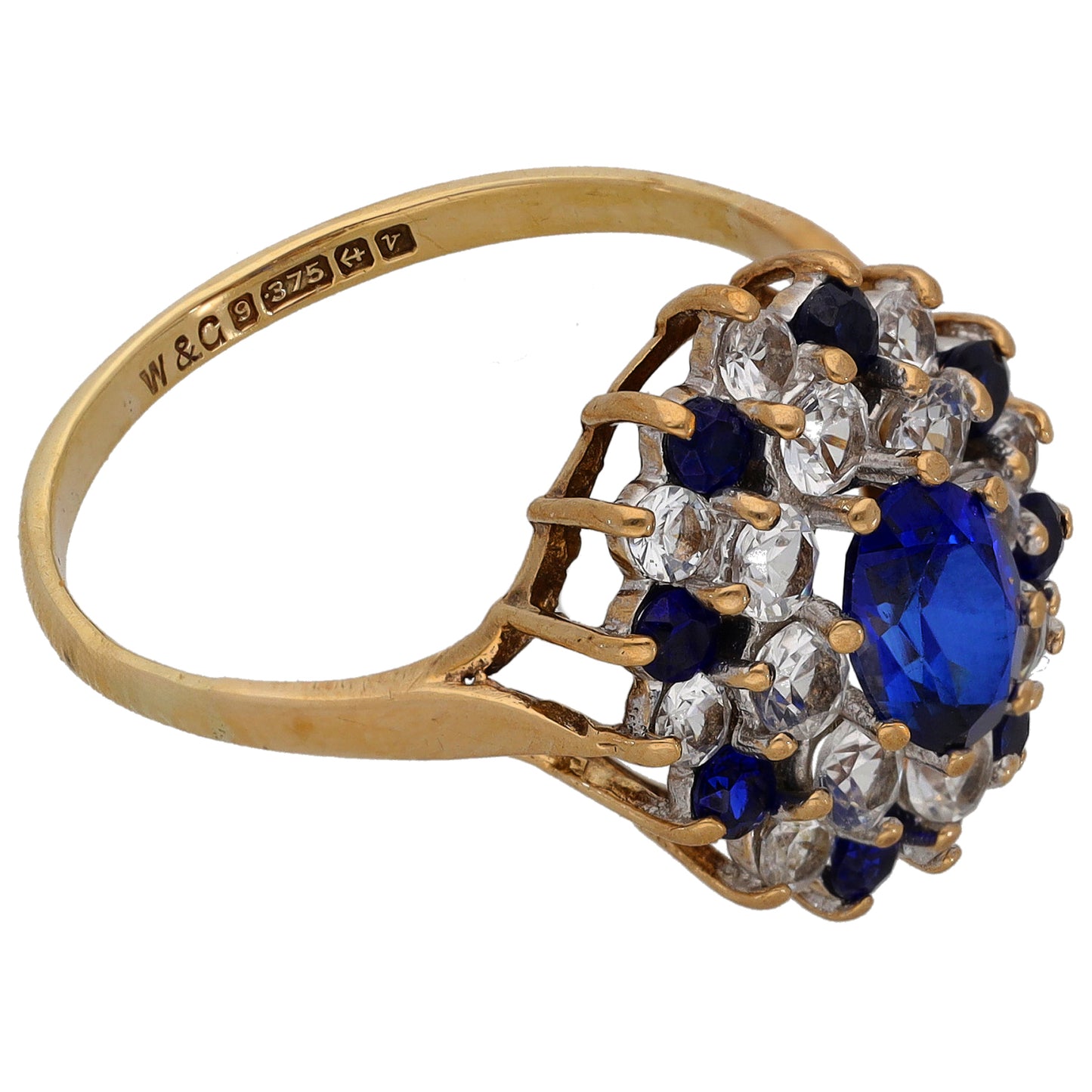 9ct Gold Imitation Gems Dress/Cocktail Ring Size R