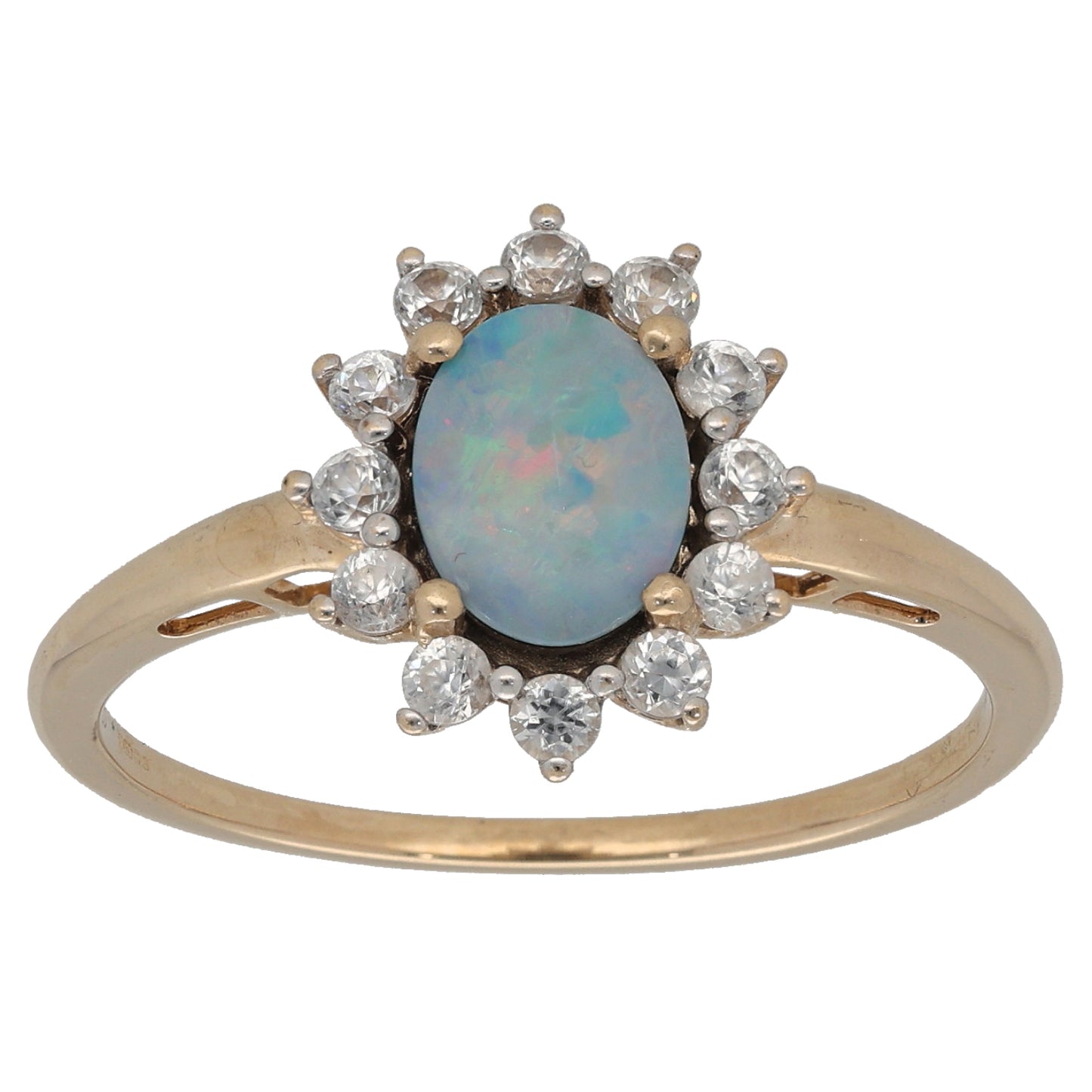 9ct Gold Opal Doublet & Cubic Zirconia Dress/Cocktail Ring
