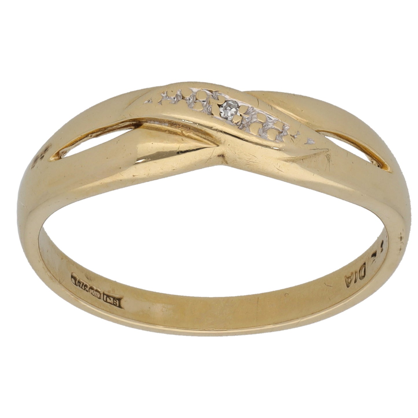 9ct Gold 0.005ct Diamond Half Eternity Ring Size O