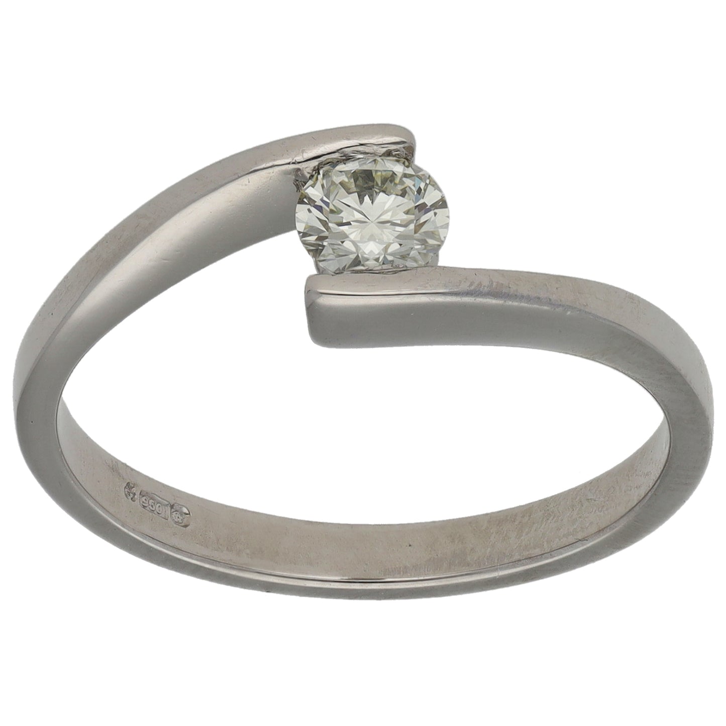 Platinum 0.35ct Diamond Solitaire Ring Size R