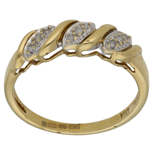 9ct Gold 0.045ct Diamond Half Eternity Ring Size M