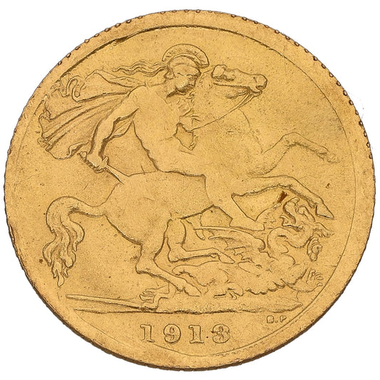 22ct Gold King George V Half Sovereign Coin 1913