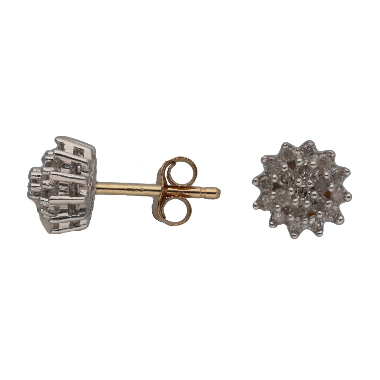 9ct Bicolour Gold 0.19ct Diamond Cluster Earrings