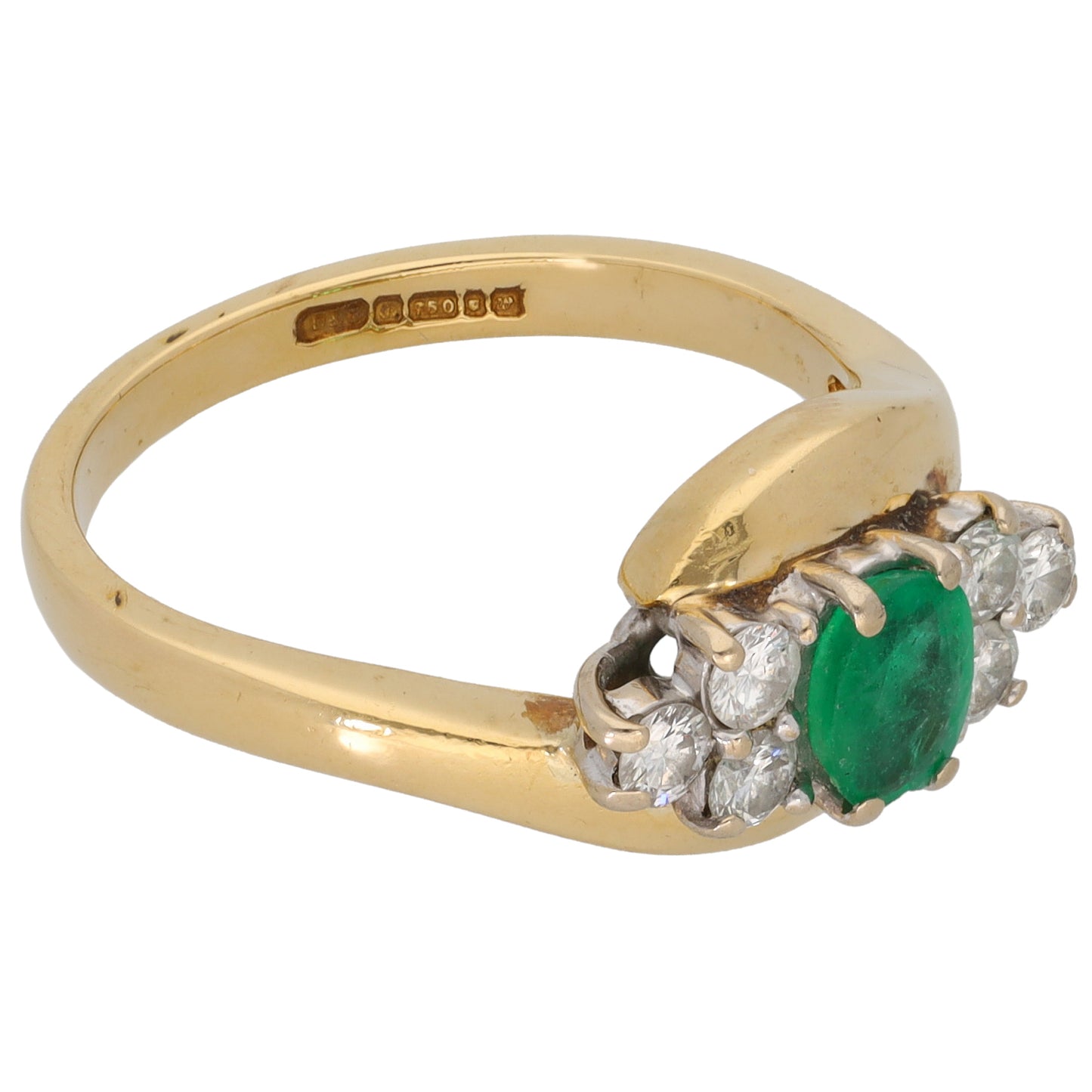 18ct Gold 0.42ct Diamond & Emerald Dress/Cocktail Ring Size R