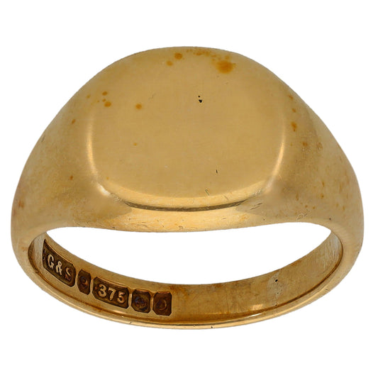 9ct Gold Plain Signet Ring Size M