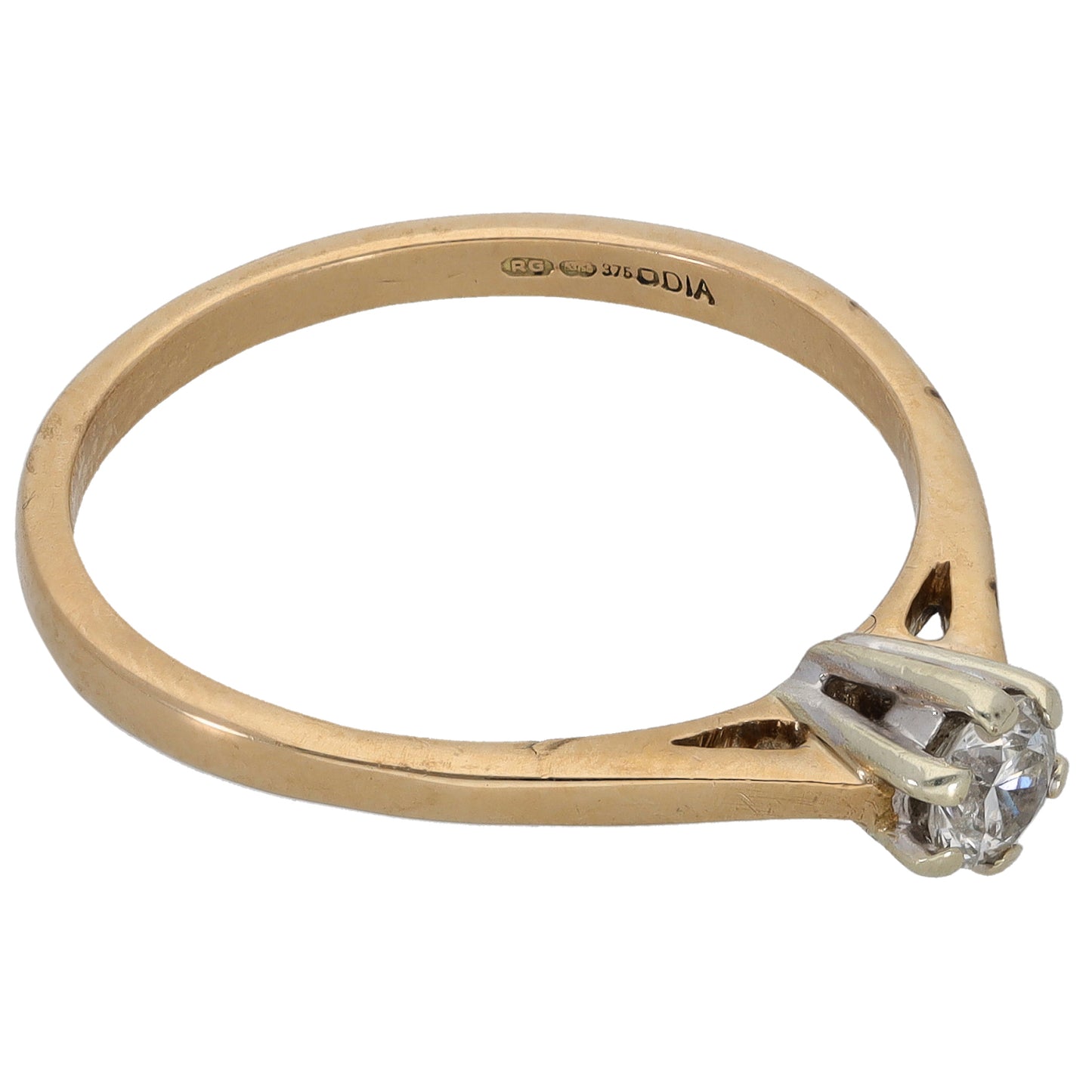 9ct Gold 0.25ct Diamond Solitaire Ring Size R