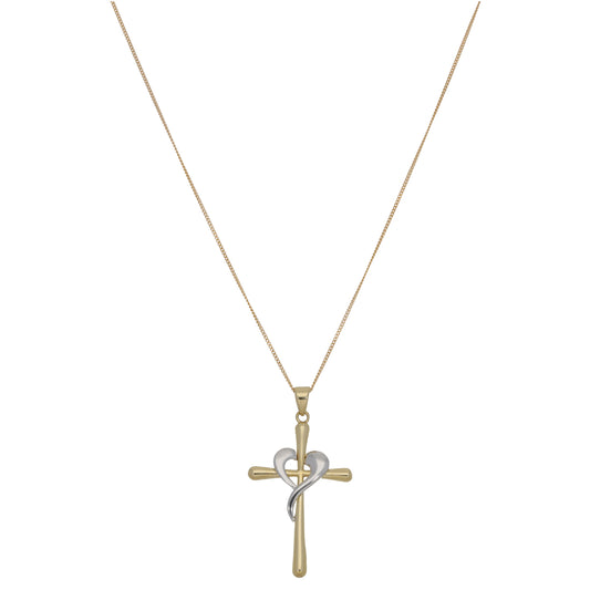 New 9ct Gold Cross Heat Pendant With Chain 18"