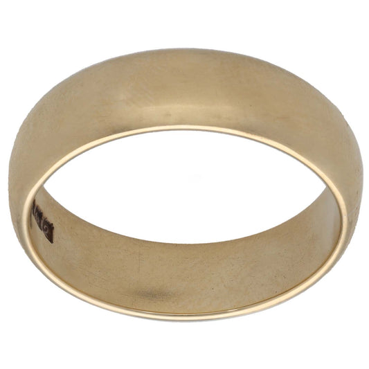 9ct gold plain wedding ring, smooth rounded band