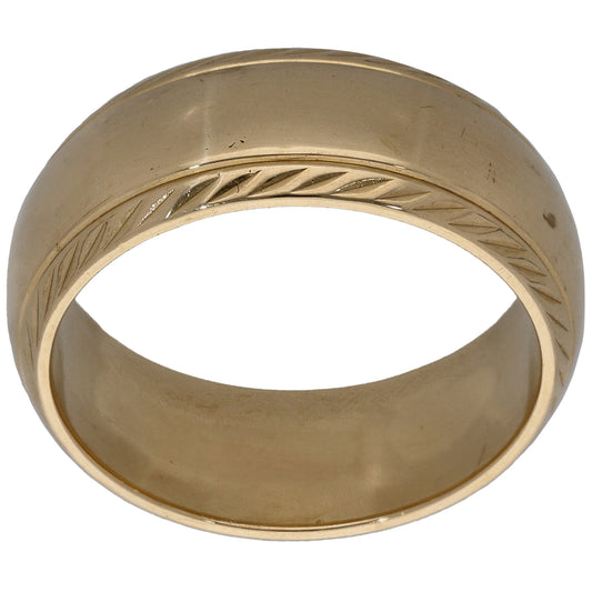 9ct Gold Patterned Wedding Ring Size S