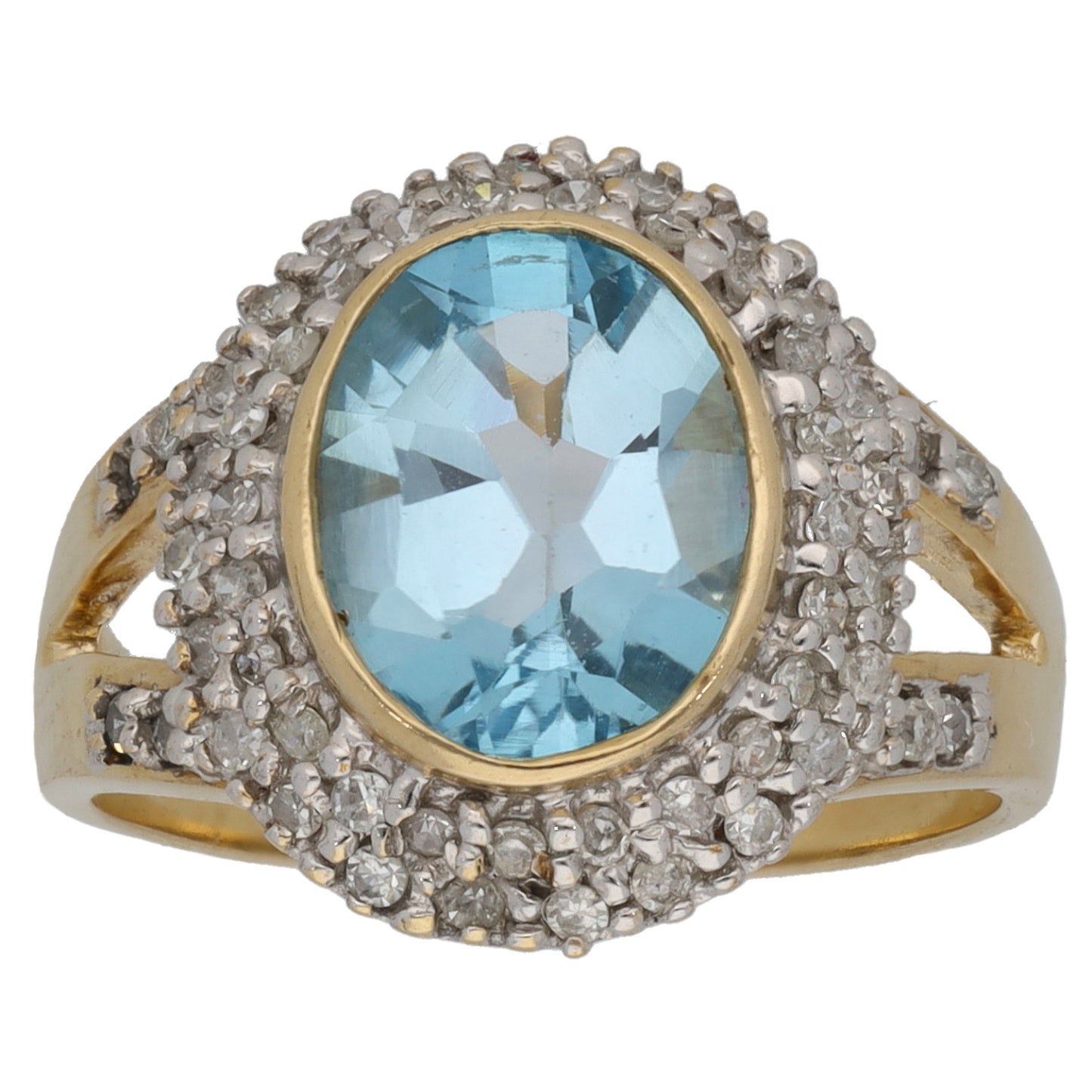 9ct Gold Topaz & 0.35ct Diamond Dress/Cocktail Ring Size L