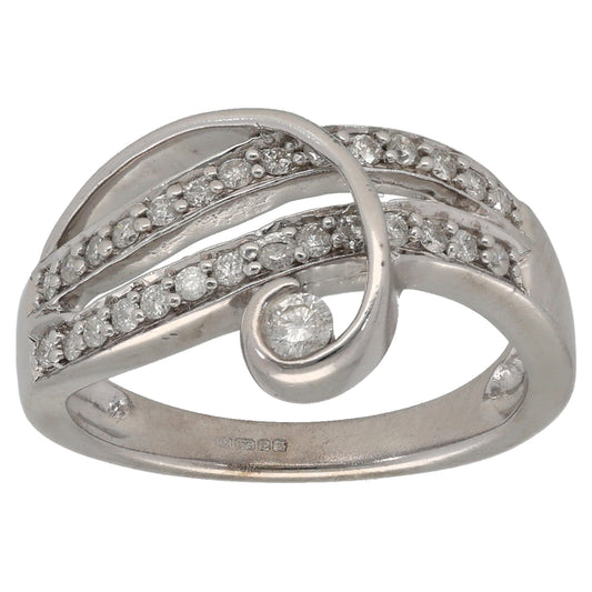 9ct White Gold 0.35ct Diamond Dress/Cocktail Ring Size N