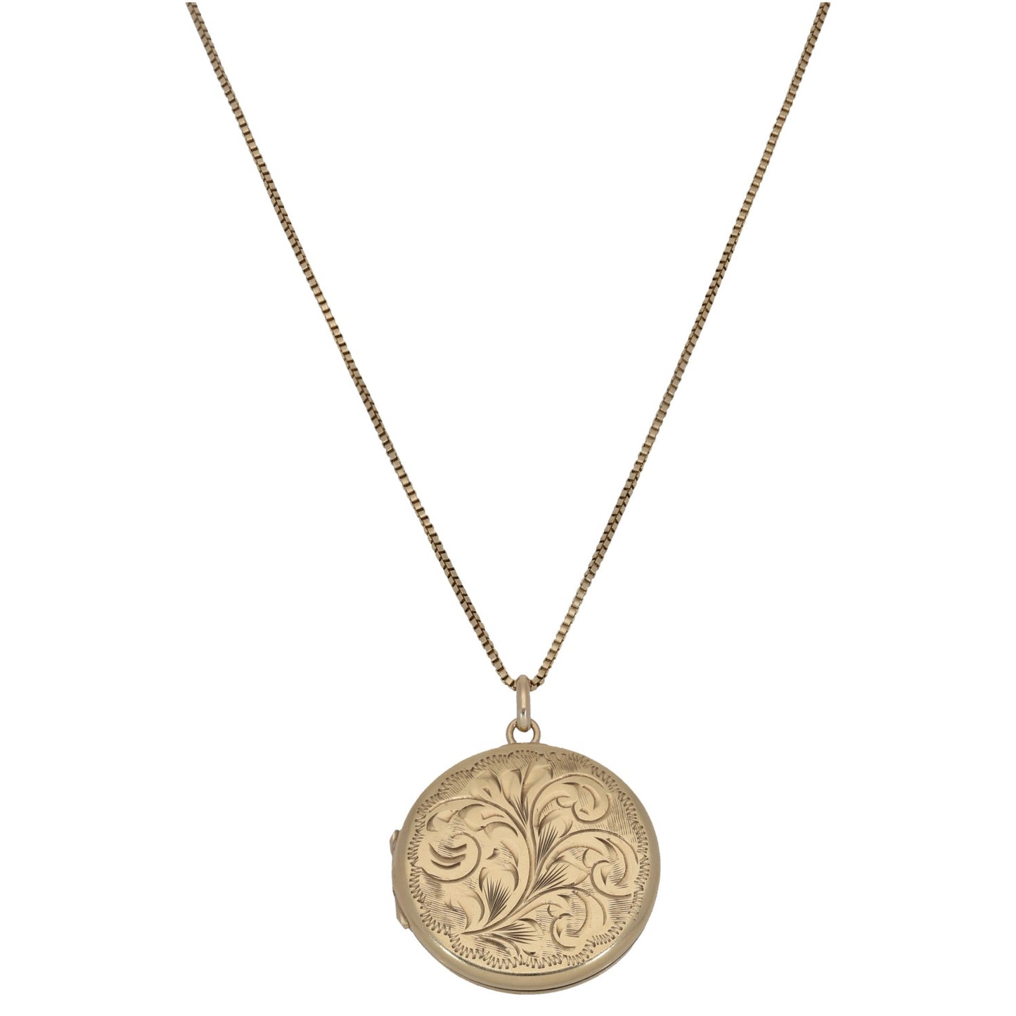 9ct Gold Patterned Locket Pendant With Chain