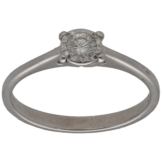 9ct White Gold 0.17ct Diamond Solitaire Ring Size M