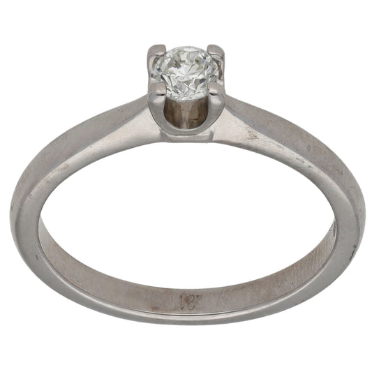 18ct White Gold 0.21ct Diamond Solitaire Ring Size N
