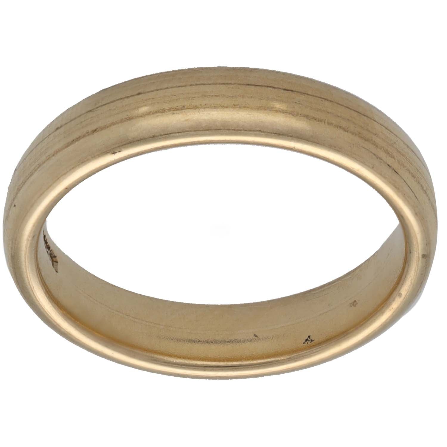 9ct gold plain wedding ring, smooth band, size K