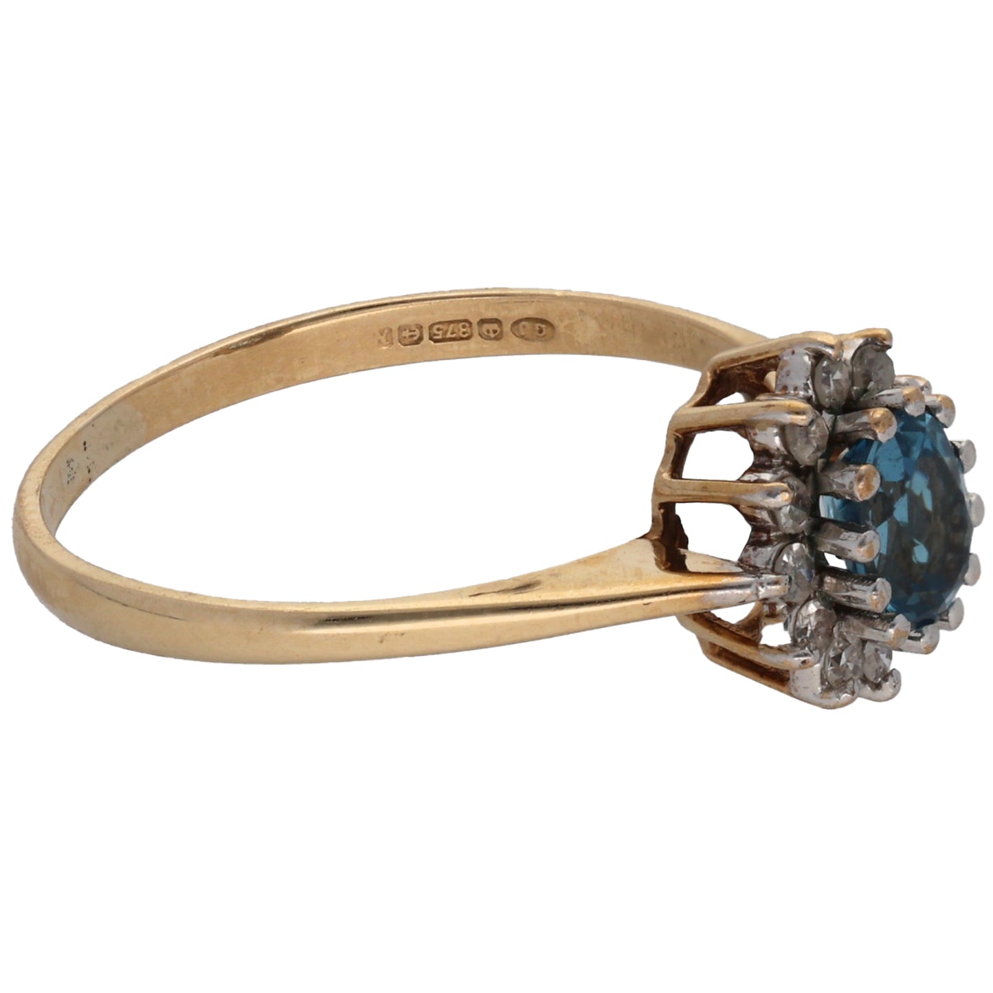 9ct Gold Topaz & 0.18ct Diamond Dress/Cocktail Ring Size M