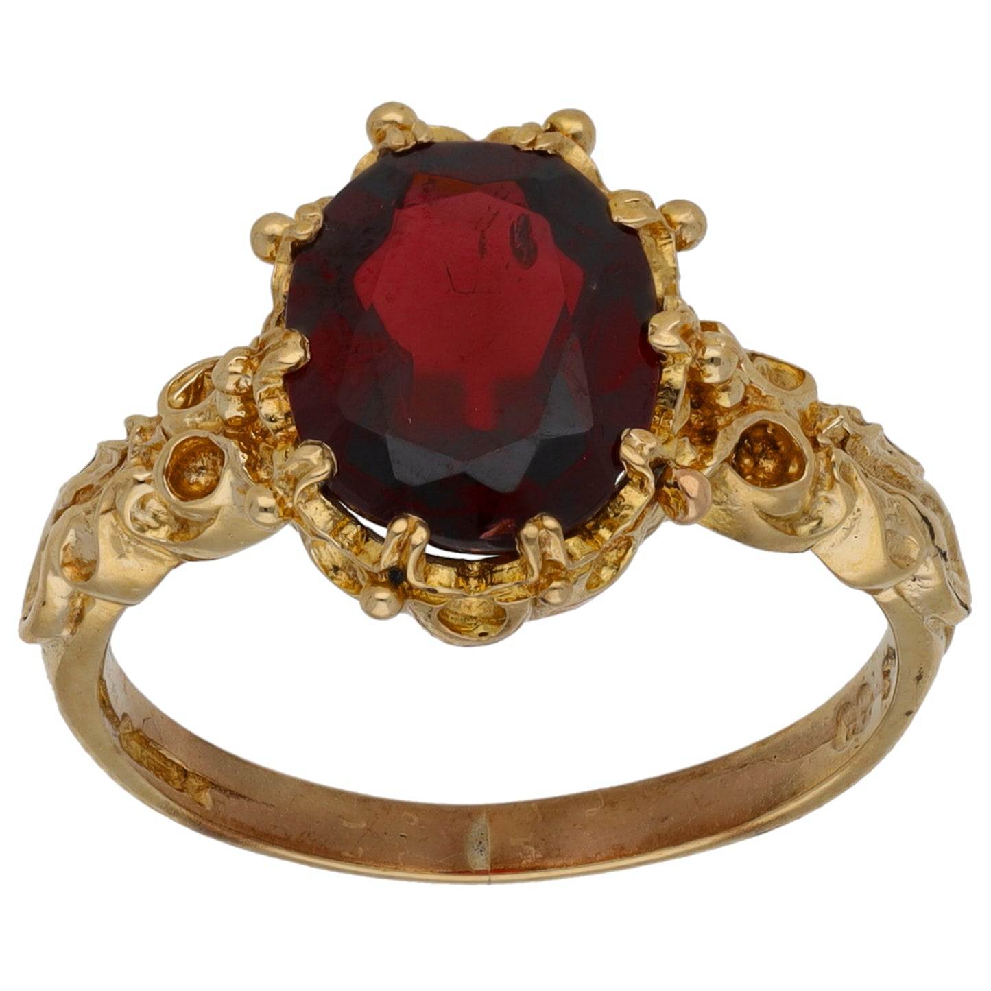 9ct Gold Garnet Single Stone Ring Size N