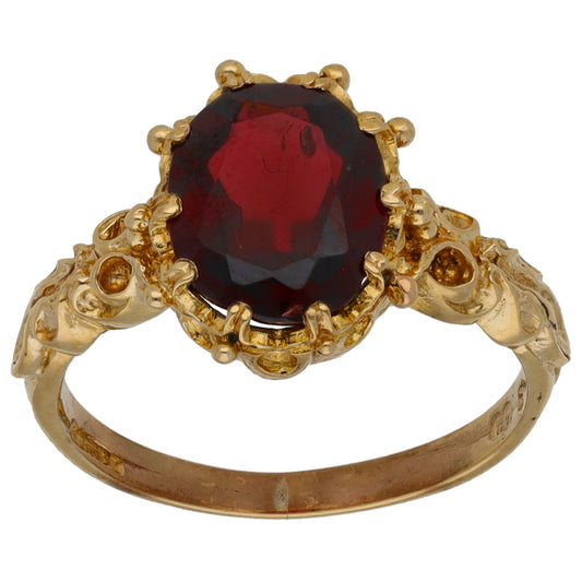 9ct Gold Garnet Single Stone Ring Size N