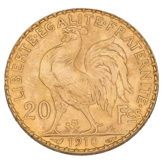 22ct Gold French 20 Francs Coin 1910