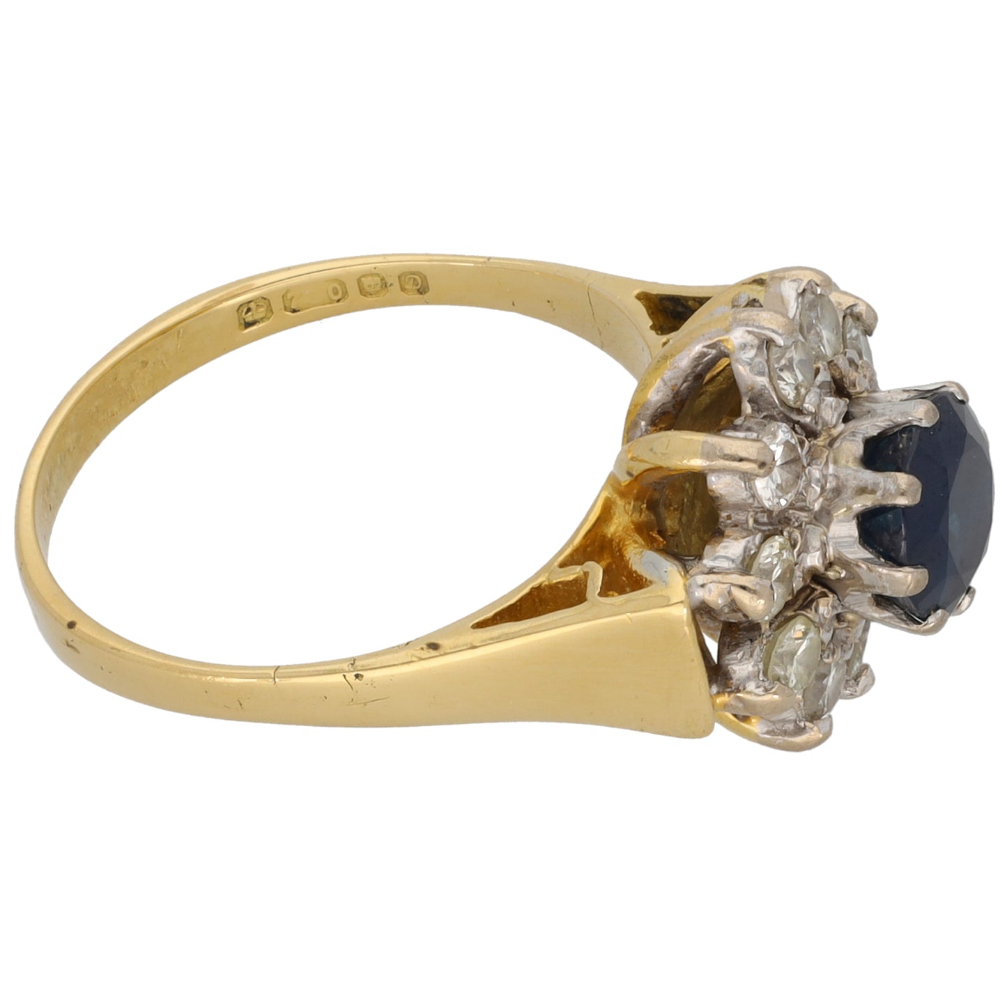 18ct Gold 0.30ct Diamond & Sapphire Dress/Cocktail Ring Size L