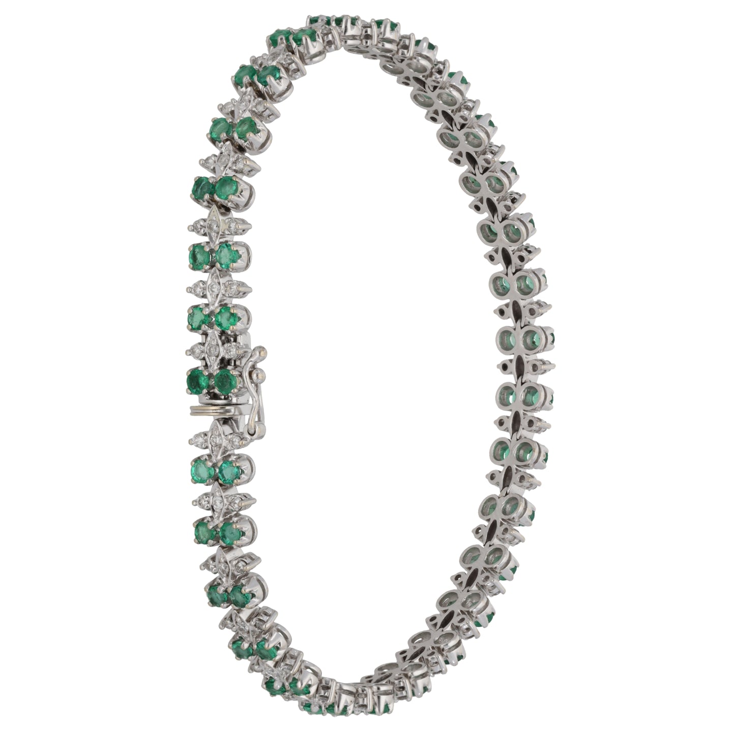 18ct White Gold 0.90ct Diamond & Emerald Line/Tennis Bracelet