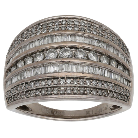 18ct White Gold 1.00ct Diamond Dress/Cocktail Ring Size M