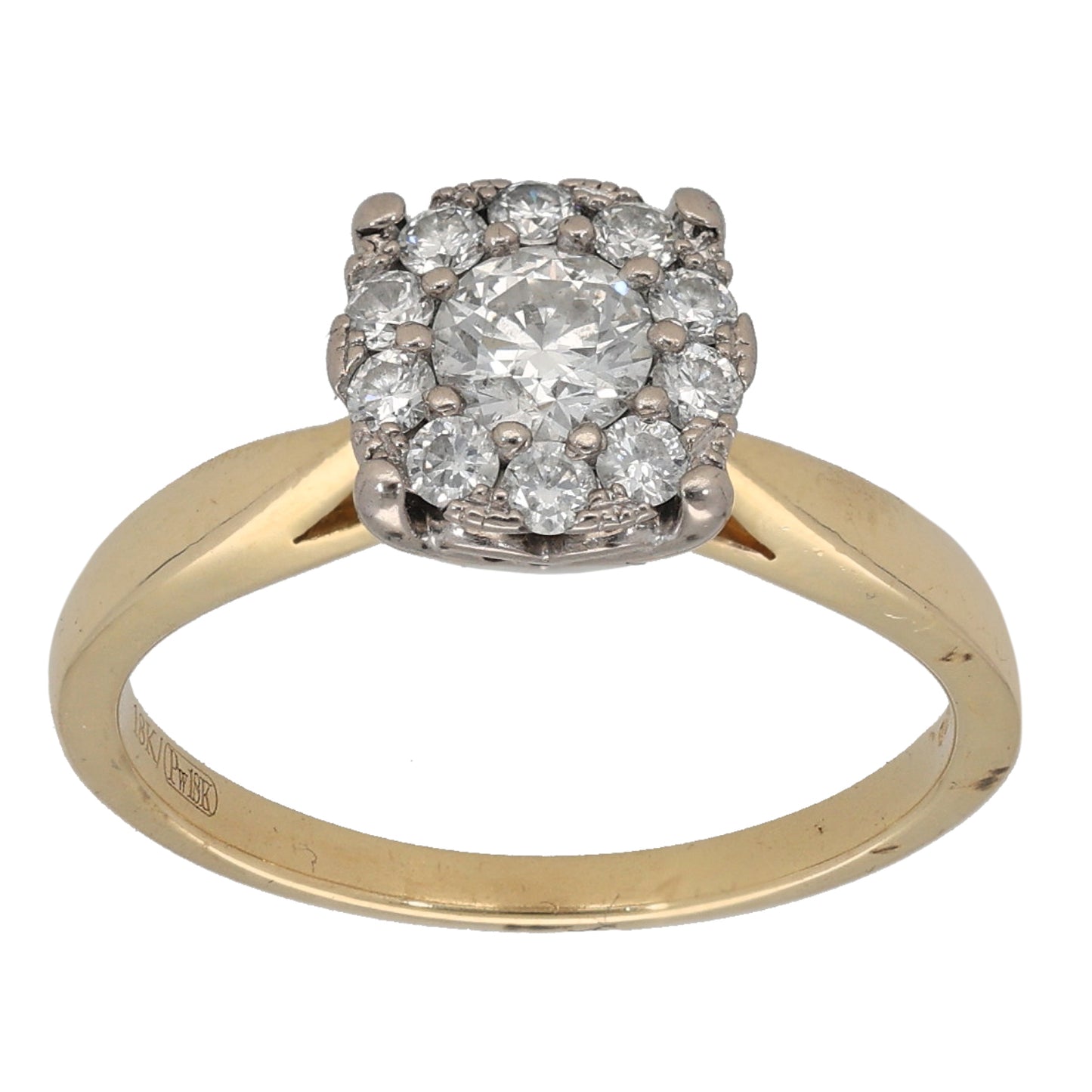 18ct Gold 0.50ct Diamond Cluster Ring Size L